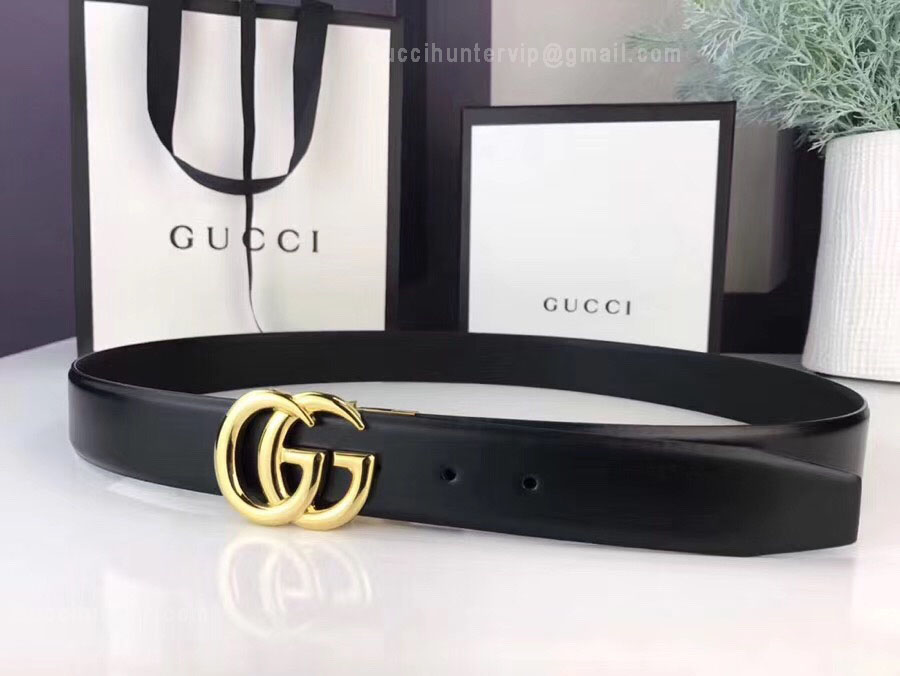 Gucci Leather Belt Black With Double G Buckle 30mm
